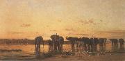 Charles Tournemine Elephants at Sunset oil on canvas